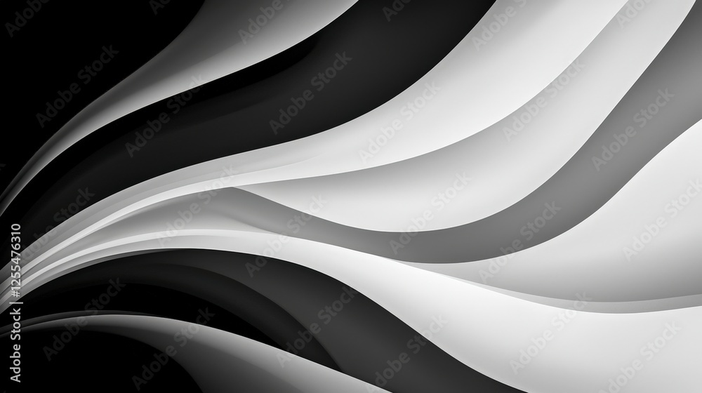 Fototapeta premium Fluid Black and White Waves Abstract Design for Modern Art Enthusiasts