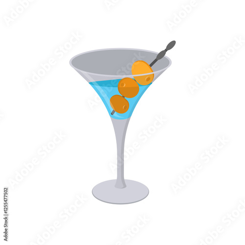 Olives Martini, Cocktails Vector illustration, Isolated