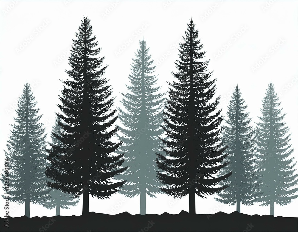 Obraz premium pine trees isolated on white