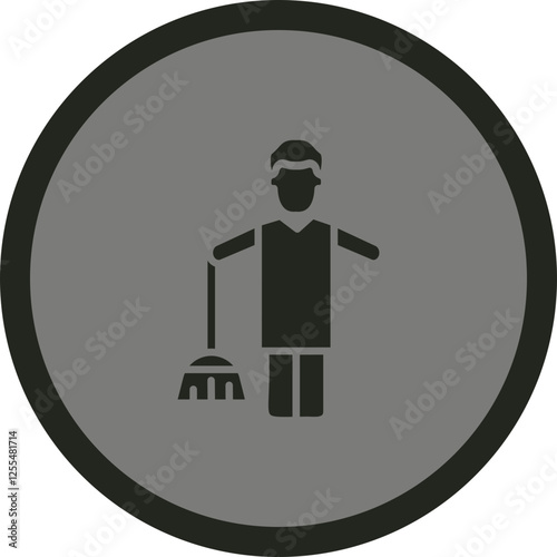 Man Sweeper Working Vector Icon Design