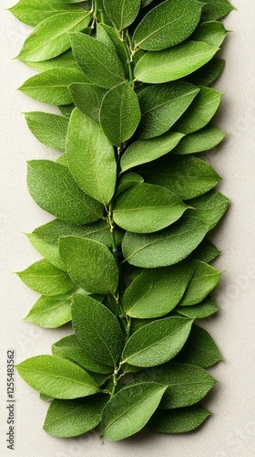 Green Leaves with Glitter on Grey Background