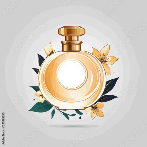 Perfume bottle, perfume logo, perfume concept, vector illustration	
