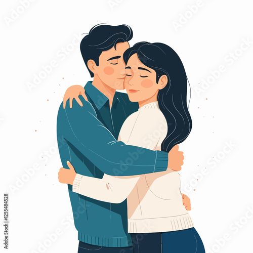 World hug day,Valentines day,people hugging each other, vector illustration	
