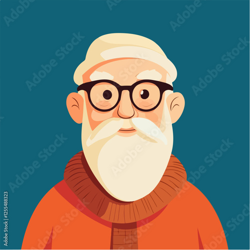 Illustration of an elderly man. Pensioner. Grandfather.