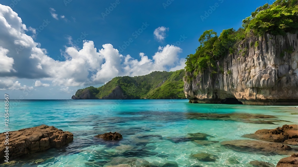 Fototapeta premium Tropical Paradise with Turquoise Waters and Limestone Cliffs