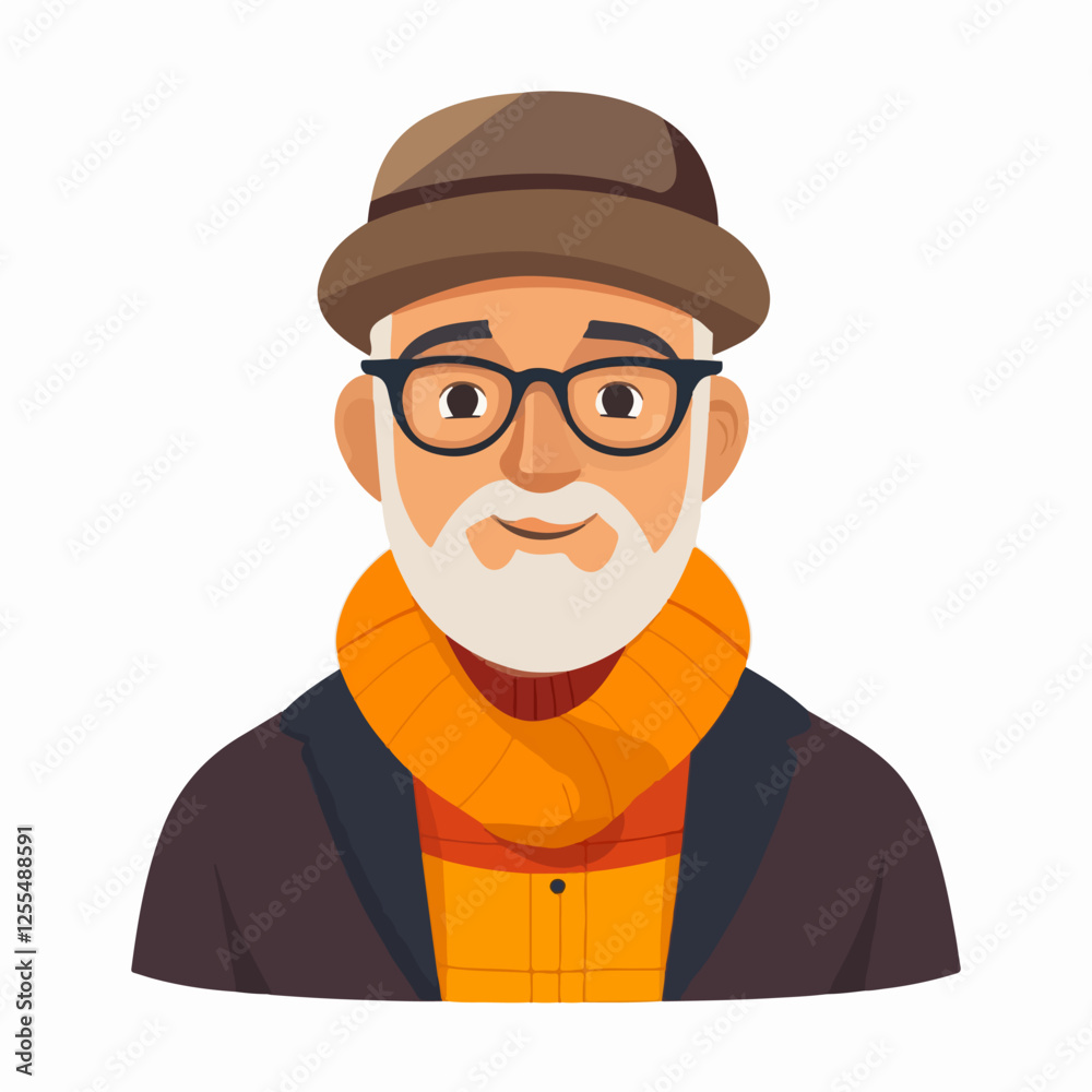 Illustration of an elderly man. Pensioner. Grandfather. Illustration of an elderly man. Pensioner. Grandfather.