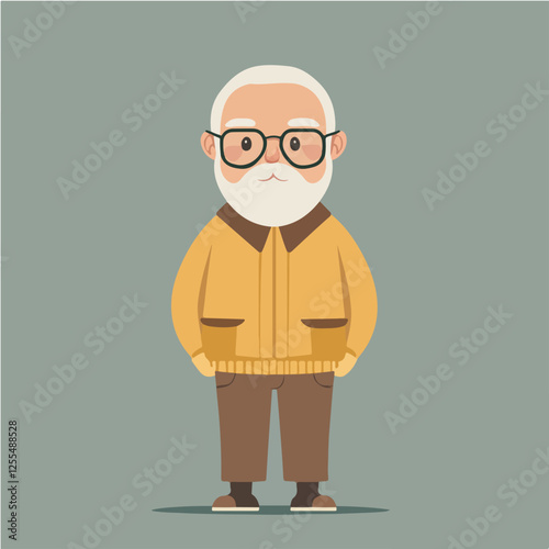 Illustration of an elderly man. Pensioner. Grandfather.