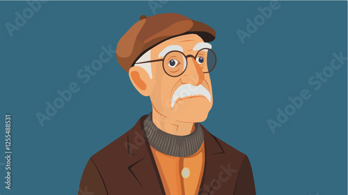 Illustration of an elderly man. Pensioner. Grandfather.