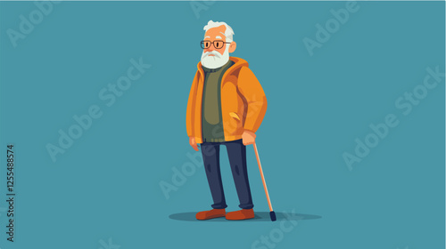 Illustration of an elderly man. Pensioner. Grandfather.