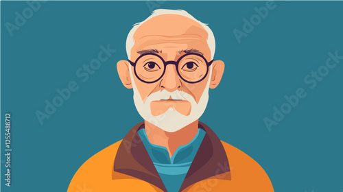 Illustration of an elderly man. Pensioner. Grandfather.
