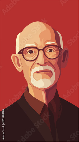 Illustration of an elderly man. Pensioner. Grandfather.