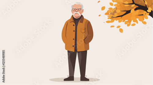 Illustration of an elderly man. Pensioner. Grandfather.