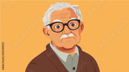 Illustration of an elderly man. Pensioner. Grandfather.