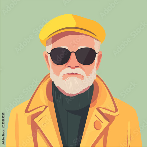 Illustration of an elderly man. Pensioner. Grandfather.