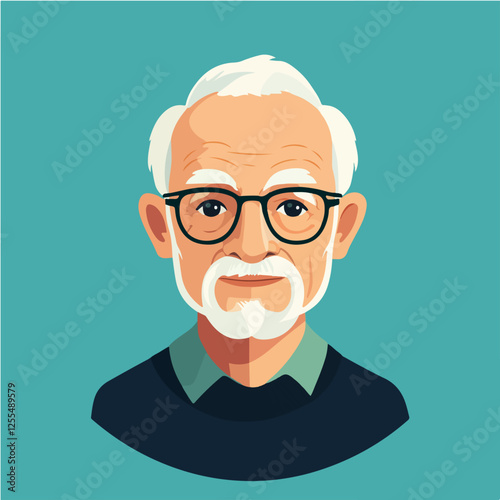 Illustration of an elderly man. Pensioner. Grandfather.