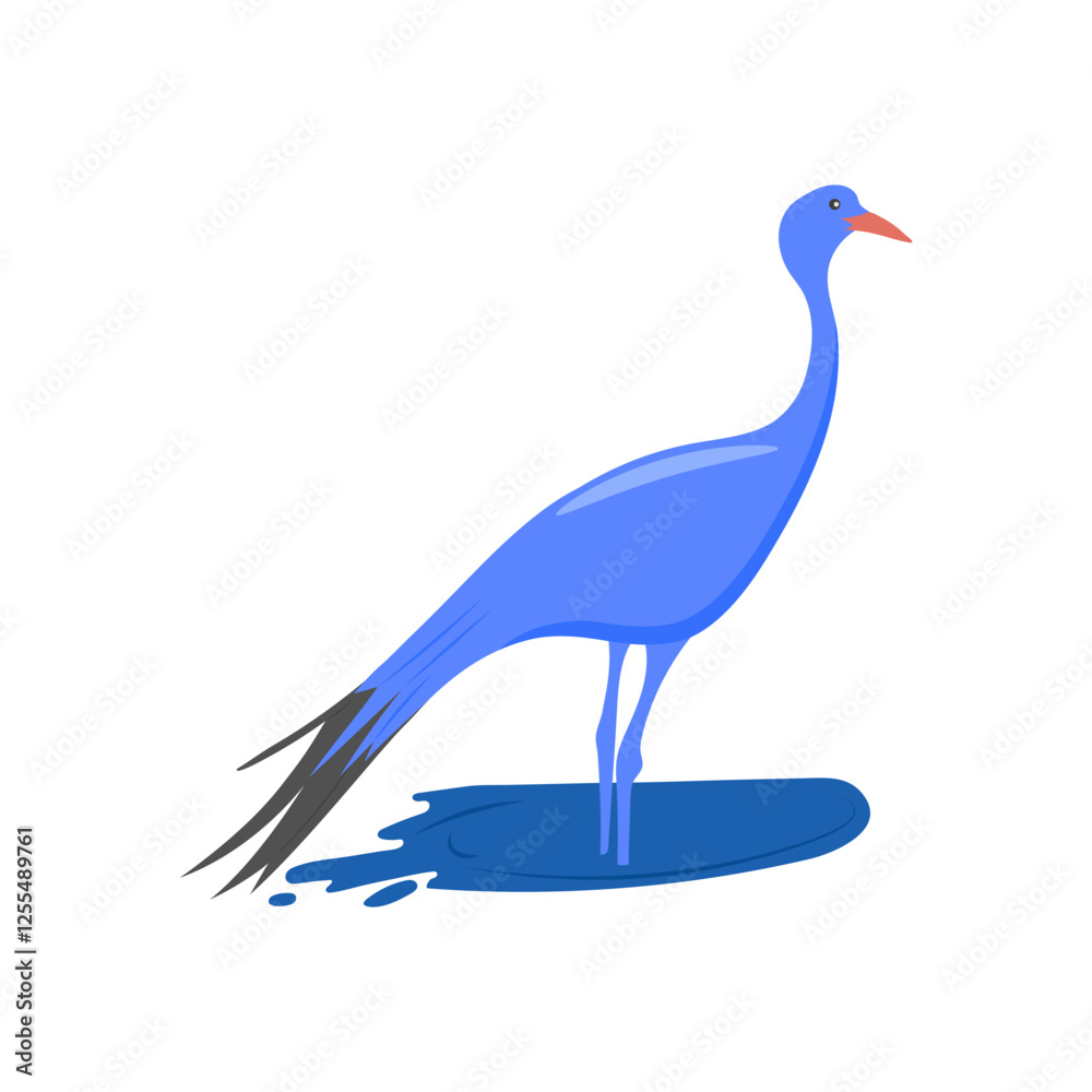 Obraz premium Blue Crane, African Symbols Illustration