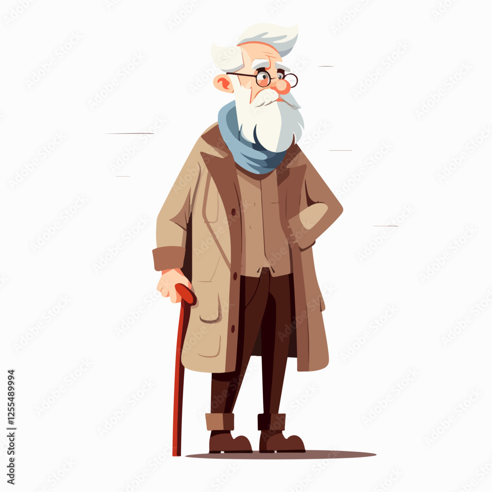 Illustration of an elderly man. Pensioner. Grandfather. Illustration of an elderly man. Pensioner. Grandfather.