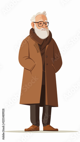 Illustration of an elderly man. Pensioner. Grandfather.