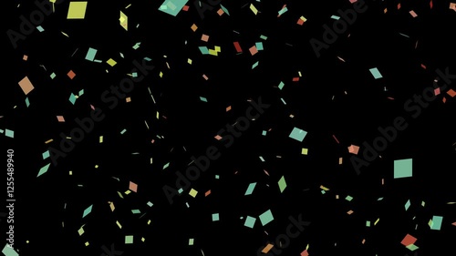 Falling colored confetti animation on black background 