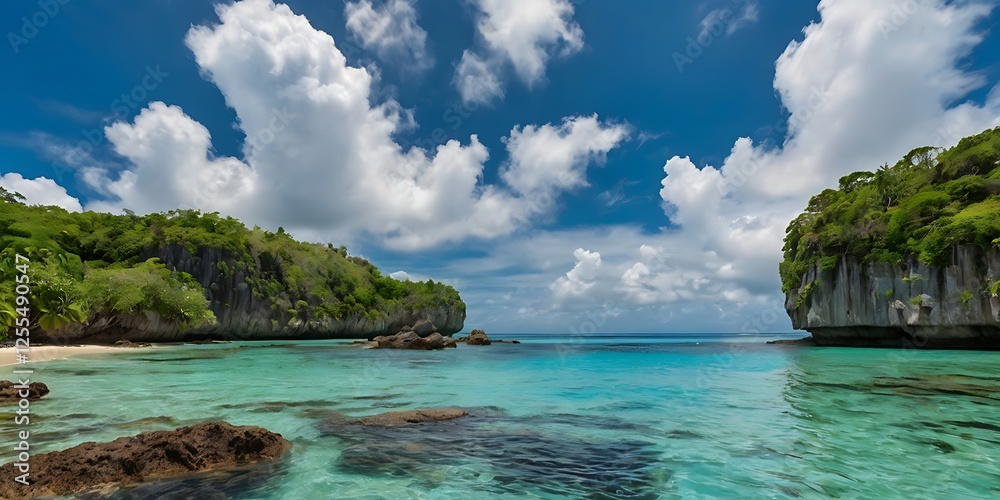 Obraz premium Tropical Paradise with Turquoise Waters and Limestone Cliffs