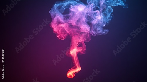 Abstract Colorful Smoke Swirls Rising In Dark Background