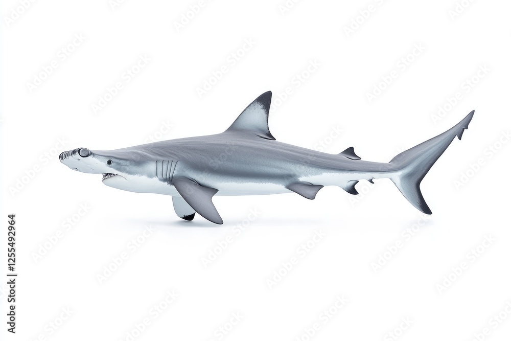 Realistic model of a hammerhead shark swimming in a clean ocean environment