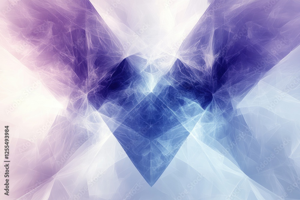 Fototapeta premium Abstract fractal art, showcasing a mesmerizing blend of purple, blue, and white hues forming a crystalline structure.