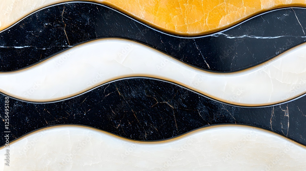 Abstract Waves of Black, White, and Yellow Marble Design Texture Abstract Waves of Black, White, and Yellow Marble Design Texture