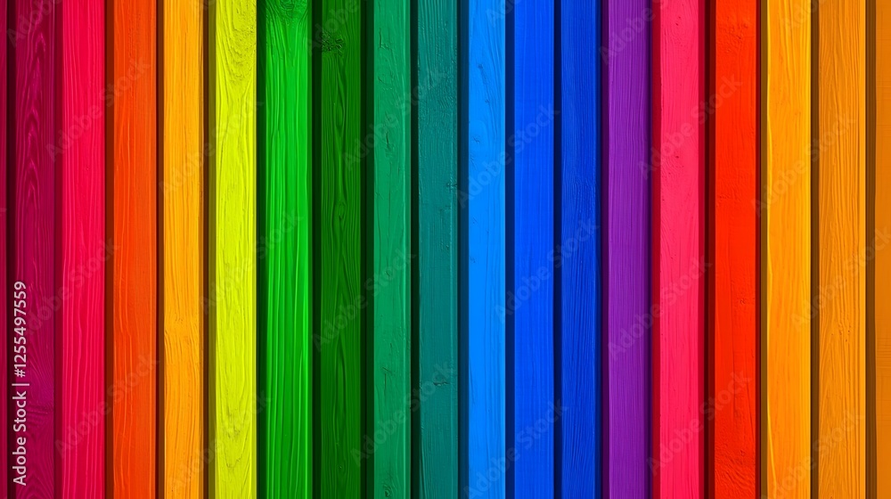 Obraz premium Vibrant Colorful Wooden Planks Arranged in Vertical Stripes