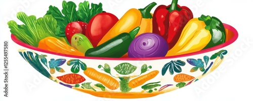 Wallpaper Mural Colorful bowl of fresh vegetables with peppers, tomatoes, and onion Torontodigital.ca