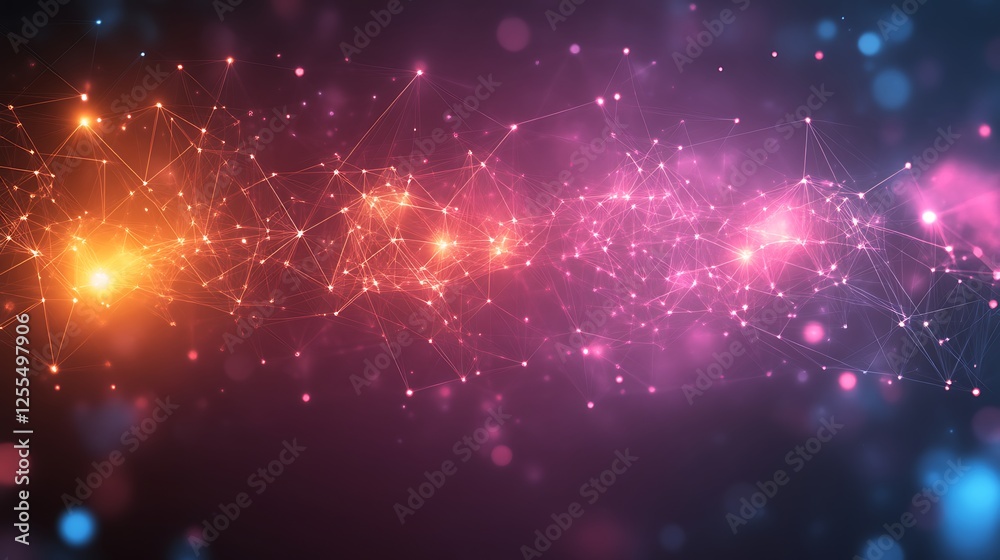 Fototapeta premium Abstract Network Connections Digital Nodes Glow