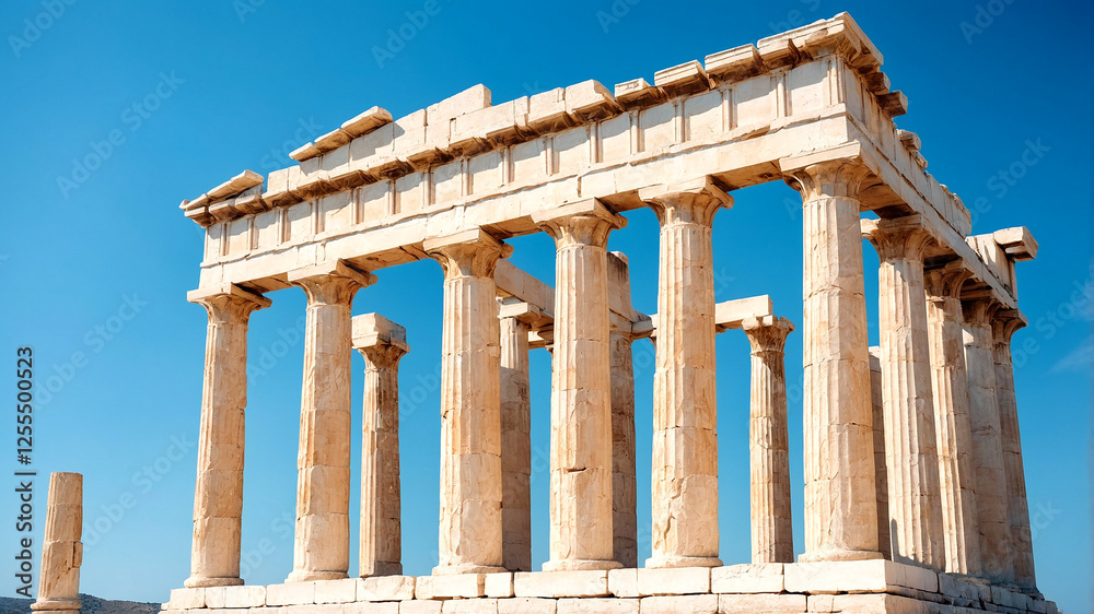 An Ancient Greek Temple with Marble Columns Standing Strong An Ancient Greek Temple with Marble Columns Standing Strong