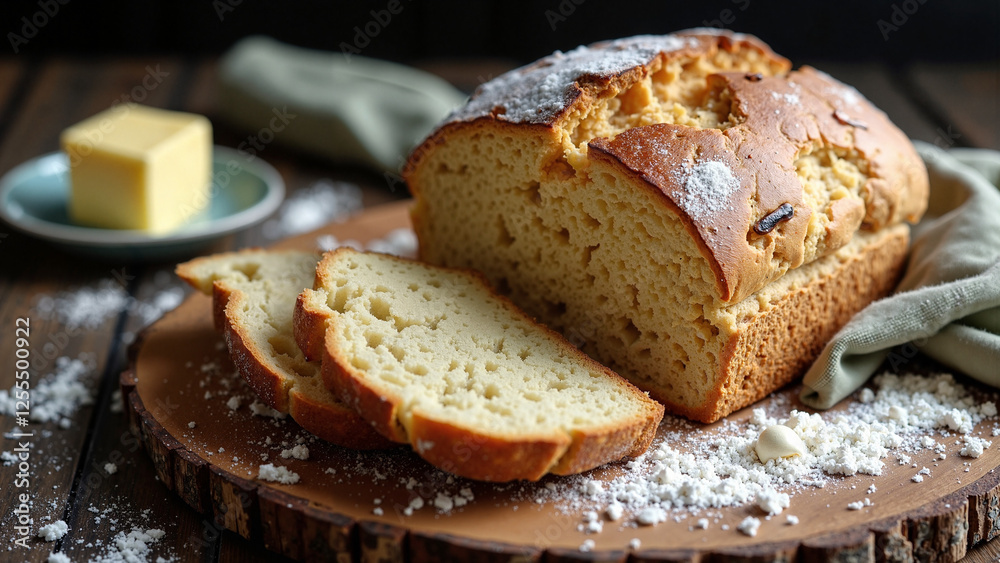 Traditional Irish Soda Bread on Rustic Cutting Board – Perfect for Food Blogs, Cookbooks, Baking Tutorials & Culinary Marketing Campaigns. Traditional Irish Soda Bread on Rustic Cutting Board – Perfect for Food Blogs, Cookbooks, Baking Tutorials & Culinary Marketing Campaigns.