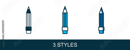 Filled outline Pencil with eraser icon isolated on white background. Drawing and educational tools. School office symbol. Vector