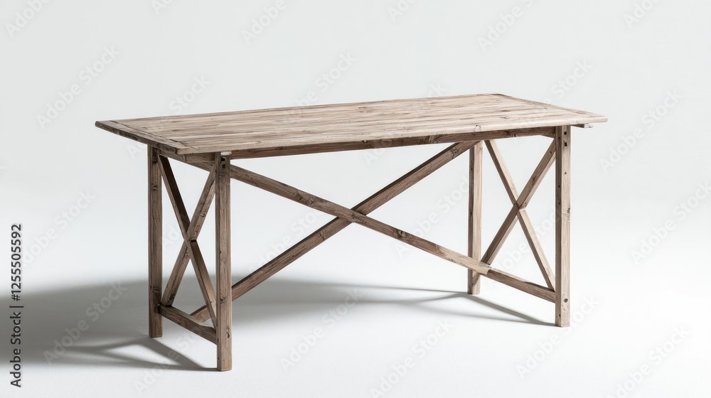 Light Brown Wooden Table with X-Shaped Legs Light Brown Wooden Table with X-Shaped Legs