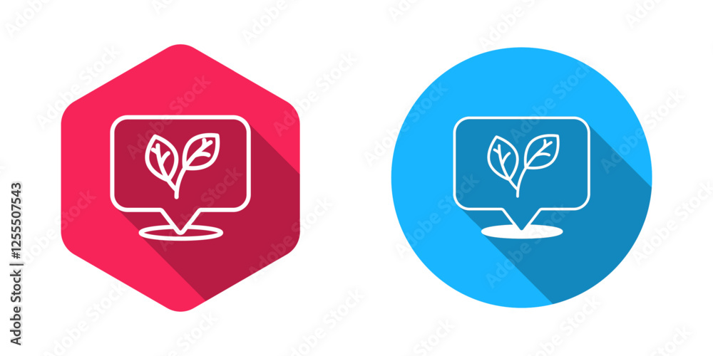 Filled and outline Leaf icon isolated with long shadow background. Leaves sign. Fresh natural product symbol. Vector Filled and outline Leaf icon isolated with long shadow background. Leaves sign. Fresh natural product symbol. Vector
