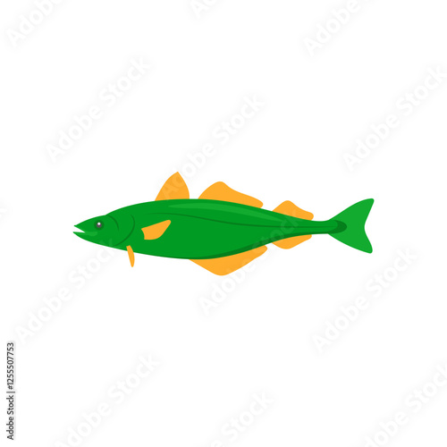 PollockSeafood Vector Illustration, Isolated