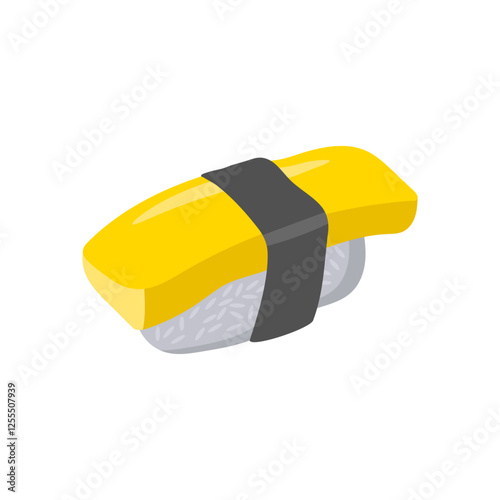 Tamago Nigiri SushiSeafood Vector Illustration, Isolated