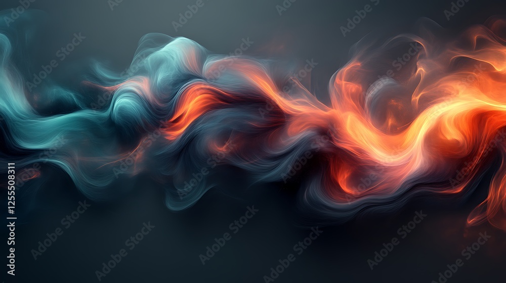 Abstract swirling teal and orange energy waves