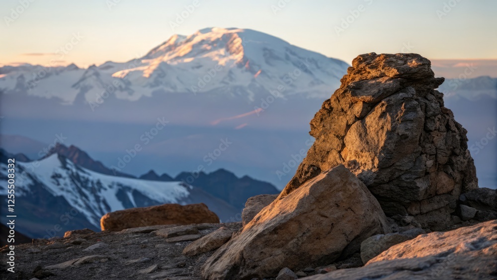Fototapeta premium Majestic Andes: Aconcagua's Summit - A Candid Glimpse of Nature's Majesty