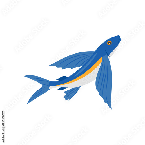 Flying FishSeafood Vector Illustration, Isolated