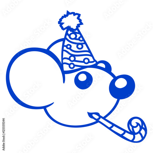 Mouse Birthday Party Fun Hat Present Years Old Kid Design Lover Art Vector Illustration Card T-Shirt Poster Sticker Graphic Print Decorative Drawing Isolated Logo Decoration Symbol Creative Cool Style