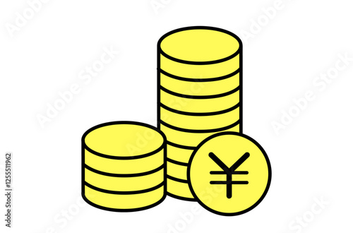 積み上げたお金のアイコン　円