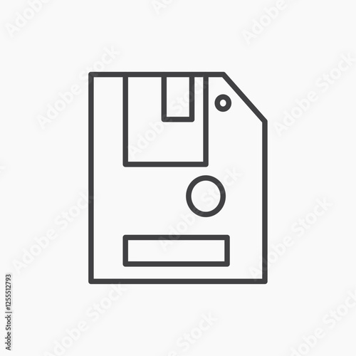 Floppy disk vector icon isolated in black line