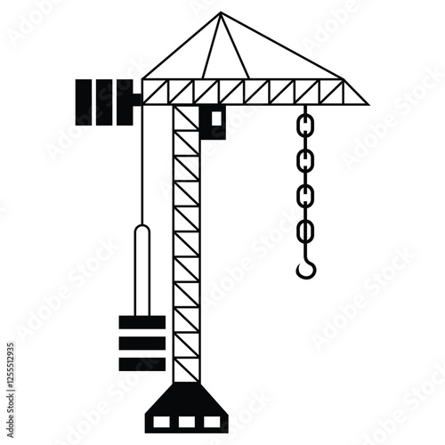 Crane hook icon. Crane lift hook vector icon. Heavy engineering metal symbol. Cargo tool elevate weight. Building construction, shipping, transportation and production. Vector illustration
