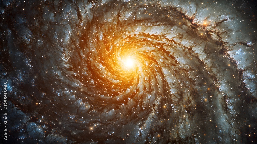 Fototapeta premium Stunning Spiral Galaxy with Bright Core and Starry Background