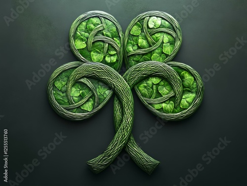 Serene Green Shamrock Emblem of Irish Heritage and Folklore Intricate Celtic Knotwork Leaf Design