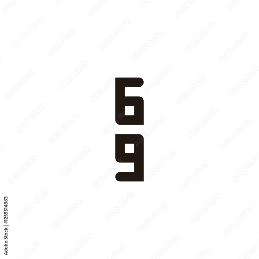 Number 6 9 square curve geometric symbol simple logo vector Number 6 9 square curve geometric symbol simple logo vector