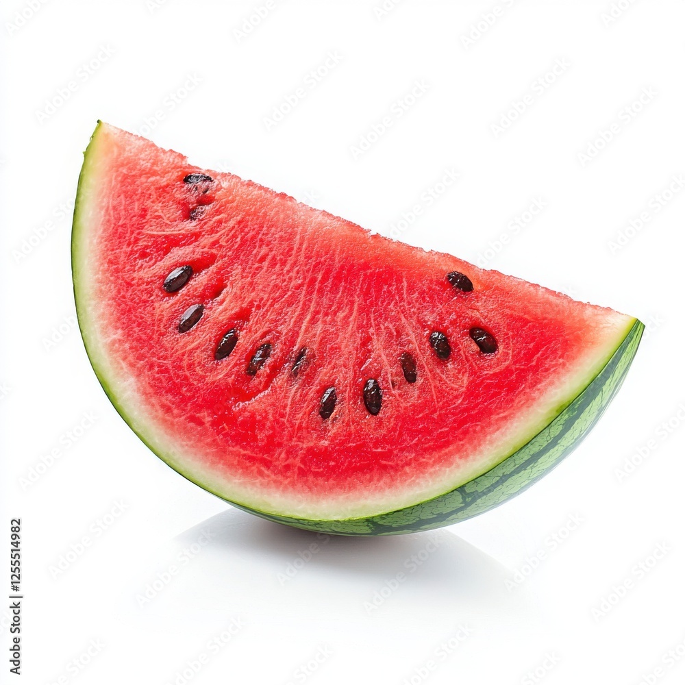 Fresh Red Watermelon Wedge Against White Background Fresh Red Watermelon Wedge Against White Background