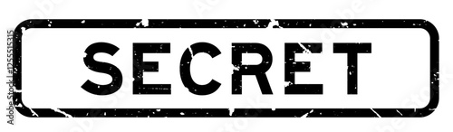 Grunge black secret word square rubber seal stamp on white background